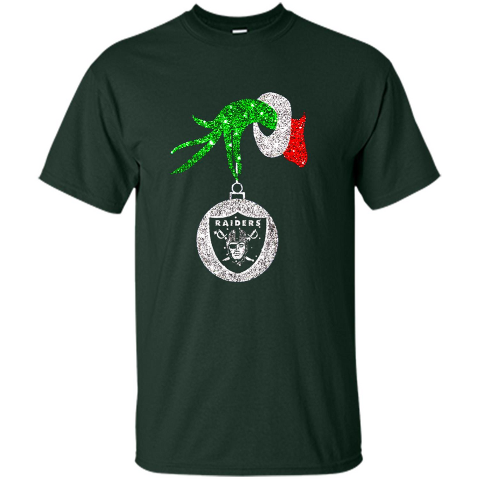 Amazing tee Oakland Raiders Glitter Grinch Monogram Ornament Christmas Gift - Shirt