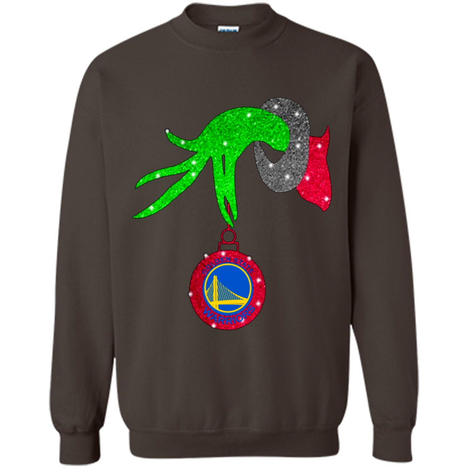 GRINCH HAND HOLDING GOLDEN STATE WARRIORS GLITTER CHRISTMAS PINGPONG