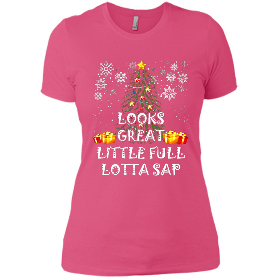 Looks Great Little Full Lotta Sap Funny Christmas Tree Mug PINGPONG - Ladies' Boyfriend T-Shirt