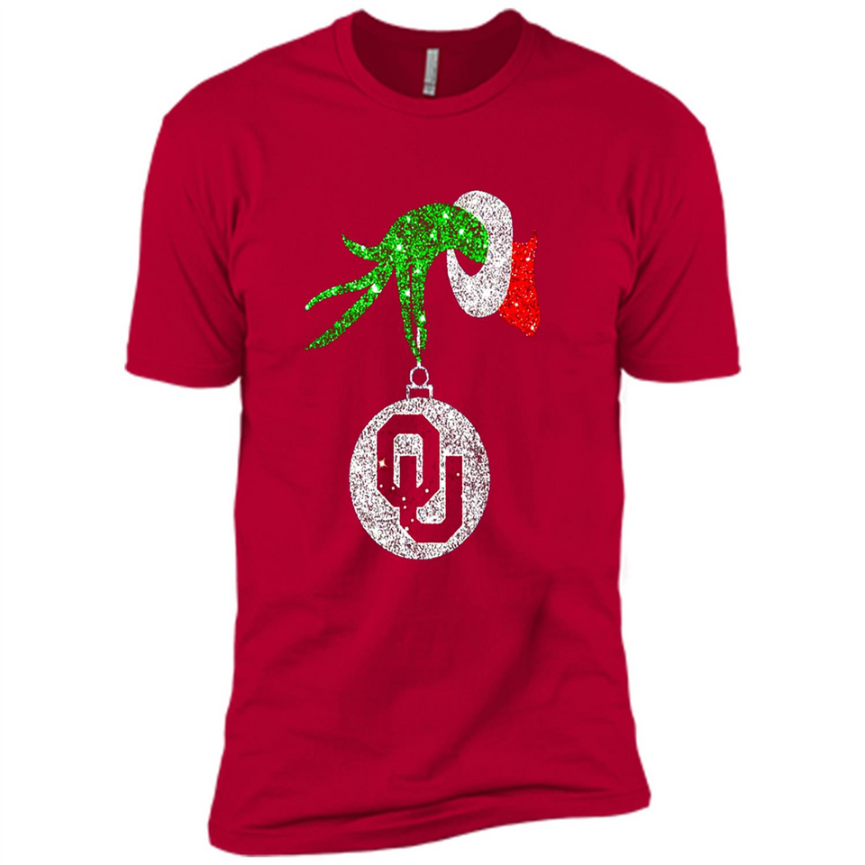 Amazing tee Oklahoma Sooners Glitter Grinch Monogram Ornament Christmas Gift - Premium Short Sleeve T-Shirt