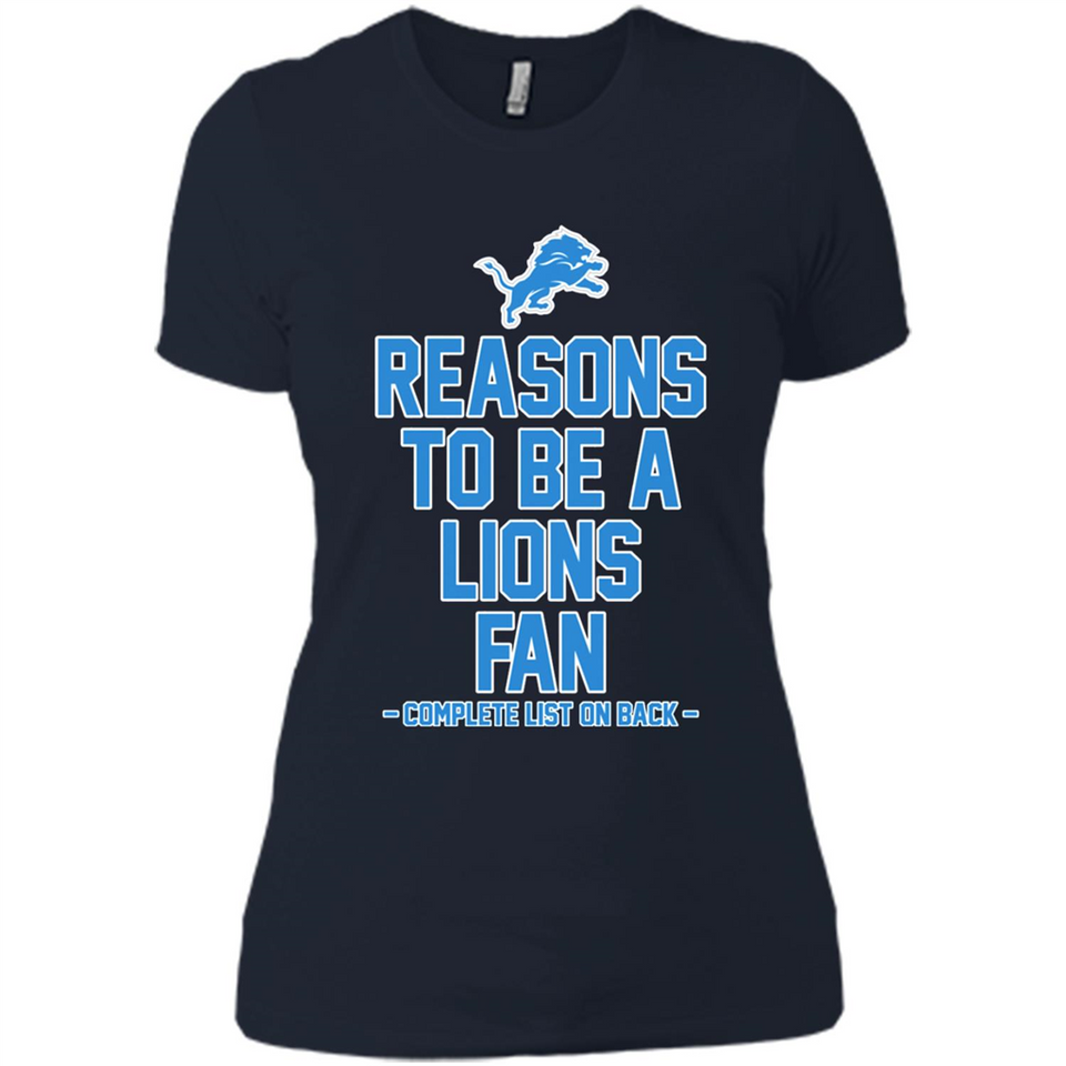 Reasons to be a Detroit Lions Fan Complete List on Back - Ladies' Boyfriend T-Shirt