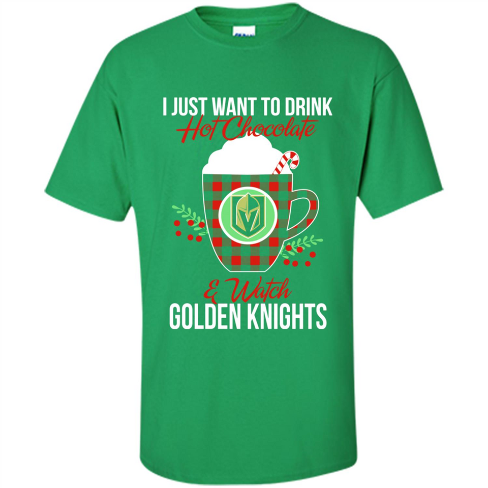 I Just Want To Drink Hot Chocolate & Watch Vegas Golden Knights Ugly Christmas Sweater PINGPONG