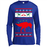 Dinosaur and Santa Clause Ugly Christmas Sweater - Canvas Long Sleeve T-Shirt