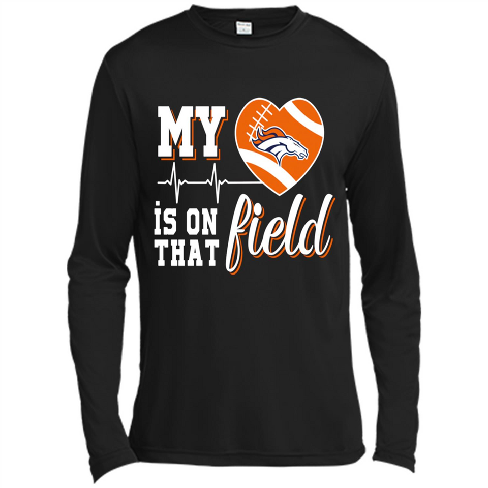Denver Broncos Football My Heart is on that Field - Canvas Long Sleeve T-Shirt