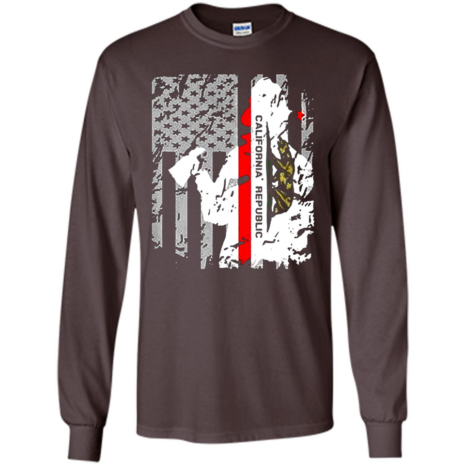 Paradise California Firefighter Thin Red Line Funds Youth T-Shirt PINGPONG - Long Sleeve T-Shirt