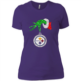 Fantastic Pittsburgh Steelers Glitter Grinch Monogram Ornament Christmas Gift - Ladies' Boyfriend T-Shirt
