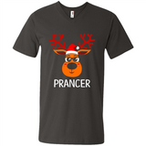Prancer Reindeer Santa Claus Funny Xmas Holiday T-Shirt - Men's V-Neck