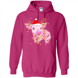 Christmas Lights Pig Wearing Santa Hat Funny Xmas - Hoodie