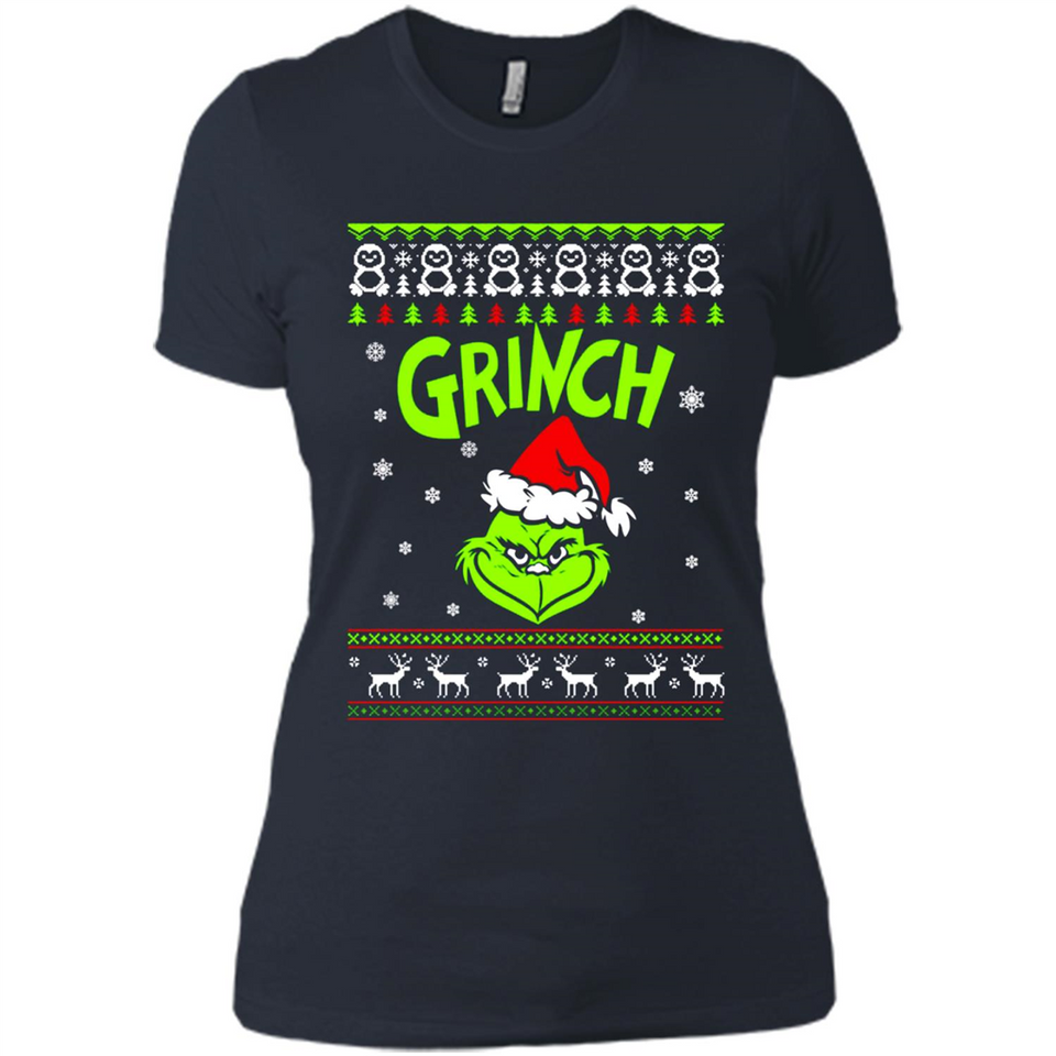 The Grinch Face Christmas - Ladies' Boyfriend T-Shirt