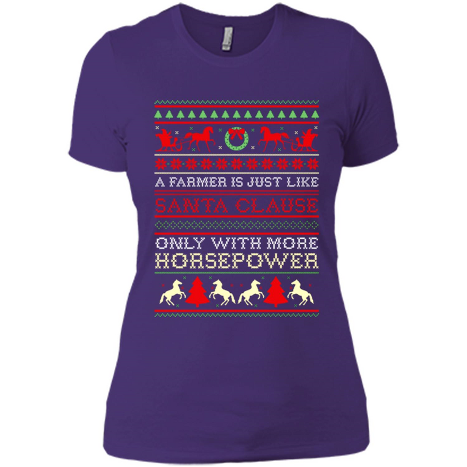 Funny Farmers Gift Ugly Santa Claus Horsepower - Ladies' Boyfriend T-Shirt