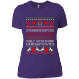 Funny Farmers Gift Ugly Santa Claus Horsepower - Ladies' Boyfriend T-Shirt