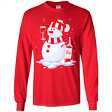 Cute Snowman drink Red Wine Christmas - Long Sleeve T-Shirt
