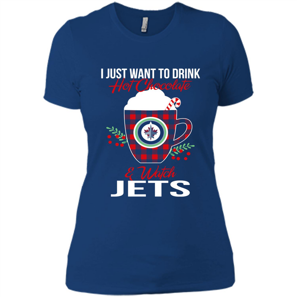 I Just Want To Drink Hot Chocolate & Watch Winnipeg Jets Ugly Christmas Sweater PINGPONG