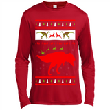 Dinosaur and Santa Clause Ugly Christmas Sweater - Canvas Long Sleeve T-Shirt