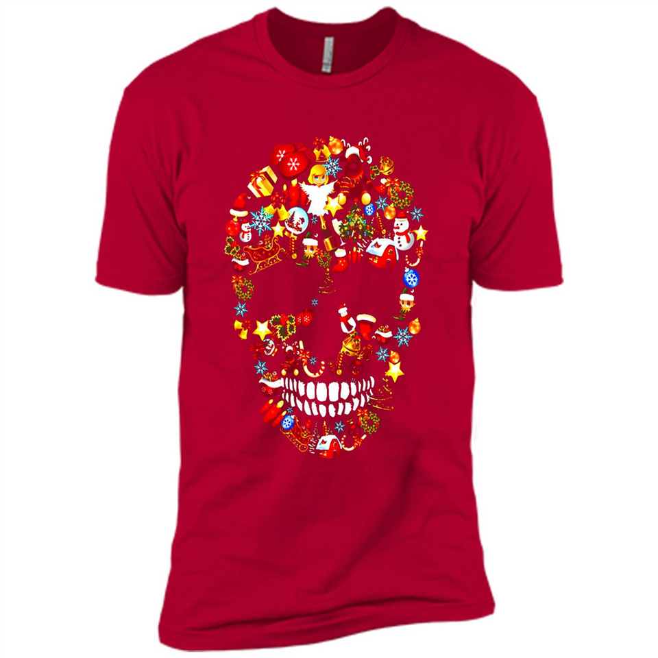 Skull Christmas Decorations Merry Xmas T-Shirt - Premium Short Sleeve T-Shirt