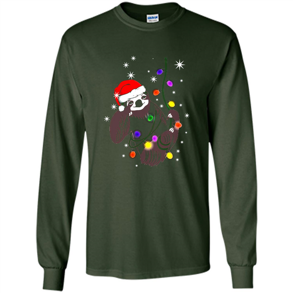 Cute Christmas Choloepus Sloth Santa Led Light Mug - Long Sleeve T-Shirt
