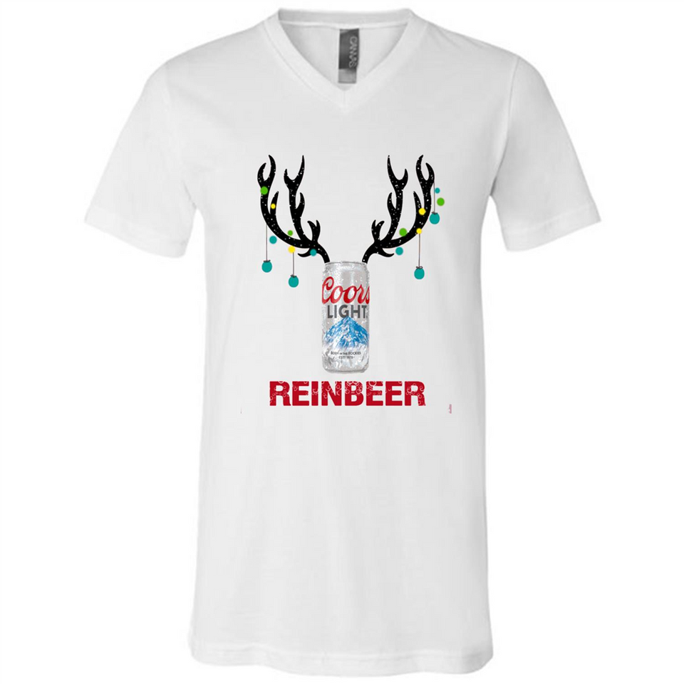 Coors Light Reinbeer Funny Beer Reindeer Christmas Sweatshirt - Canvas Unisex V-Neck
