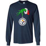 Fantastic Pittsburgh Steelers Glitter Grinch Monogram Ornament Christmas Gift - Long Sleeve T-Shirt