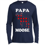 Papa Moose Funny Christmas Plaid Buffalo T-Shirt - Canvas Long Sleeve T-Shirt
