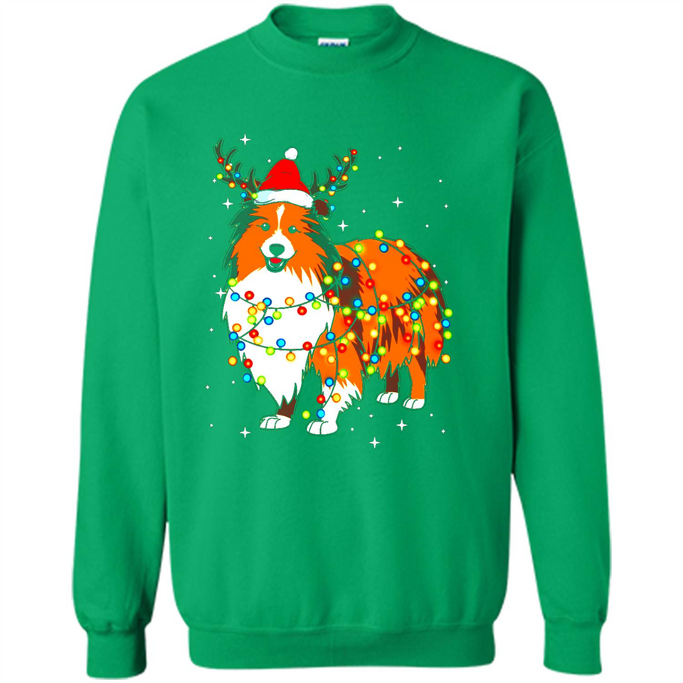 Christmas Lights Shetland Sheepdog Wearing Santa Hat Funny Xmas Mug - Sweatshirt