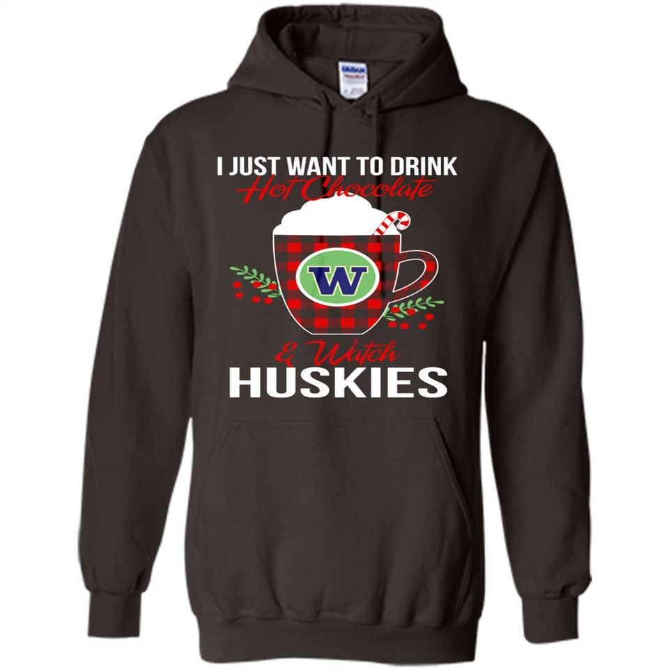 I Just Want To Drink Hot Chocolate & Watch Washington Huskies Ugly Christmas Sweater PINGPONG