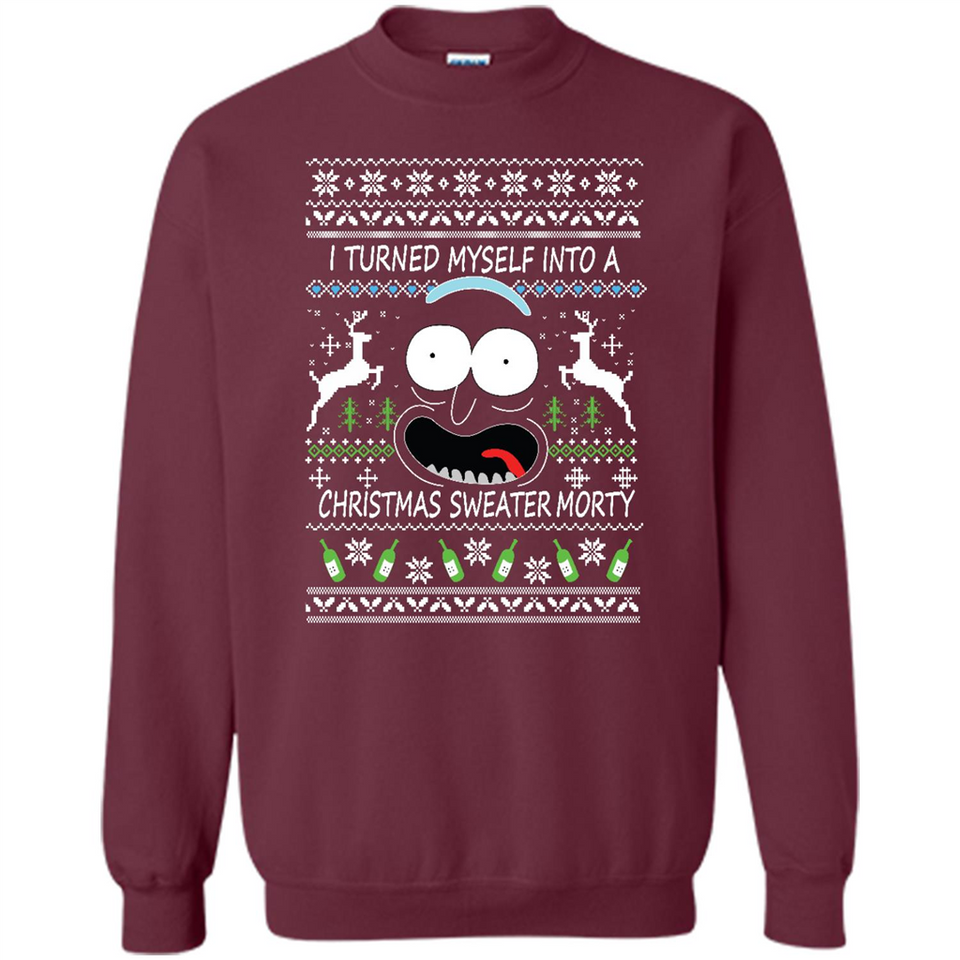 RICK AND MORTY-I TURNED MYSELF INTO A CHRISTMAS SWEATER MORTY UGLY XMAS SWEATER