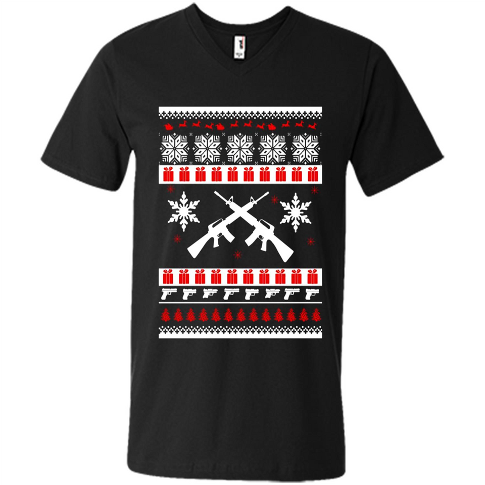 Rifle I Want Rifle Guns For Christmas ugly - Men's V-Neck