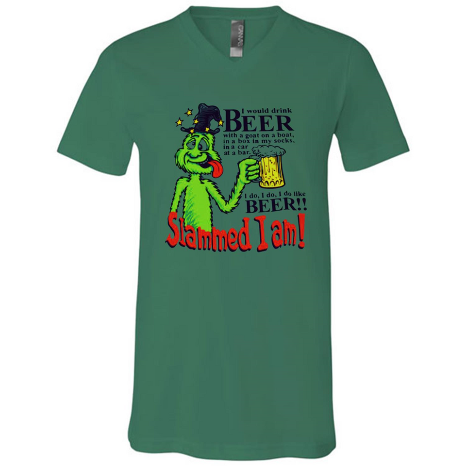 Slammed I Am I Would Drink Beer With A Goat On A Boat Shirt - Canvas Unisex V-Neck