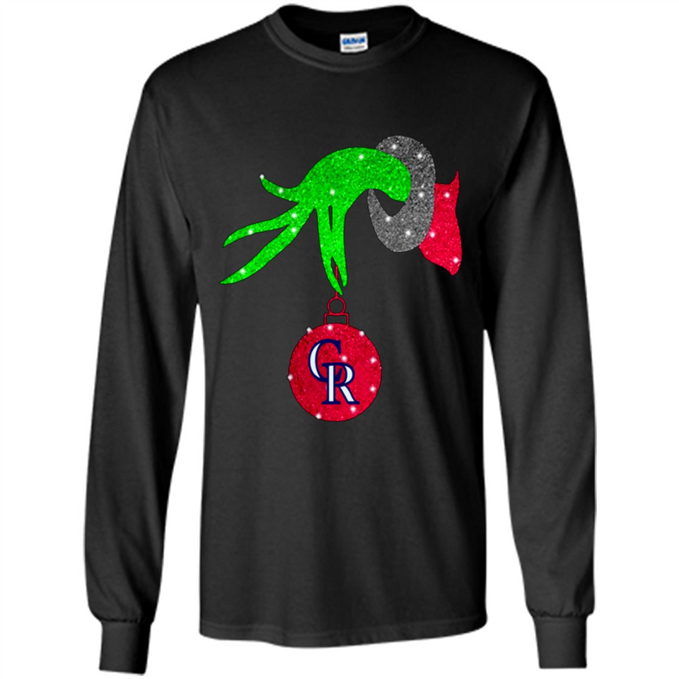 GRINCH HAND HOLDING COLORADO ROCKIES GLITTER CHRISTMAS PINGPONG