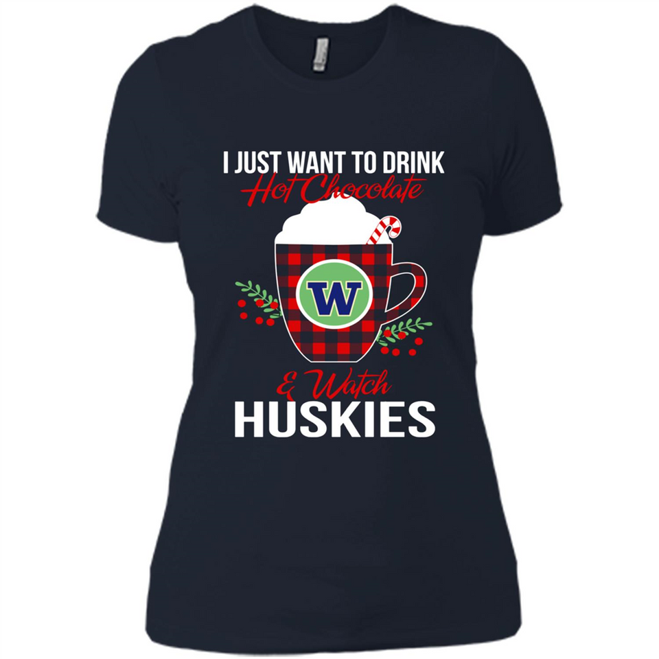 I Just Want To Drink Hot Chocolate & Watch Washington Huskies Ugly Christmas Sweater PINGPONG