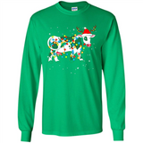 Christmas Lights Cow Wearing Santa Hat Funny Xmas Sweatshirt - Long Sleeve T-Shirt