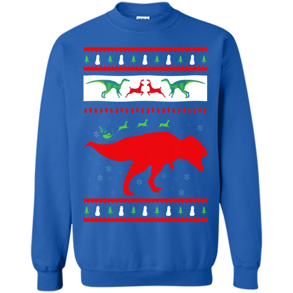 Dinosaur and Santa Clause Ugly Christmas Sweater - Sweatshirt