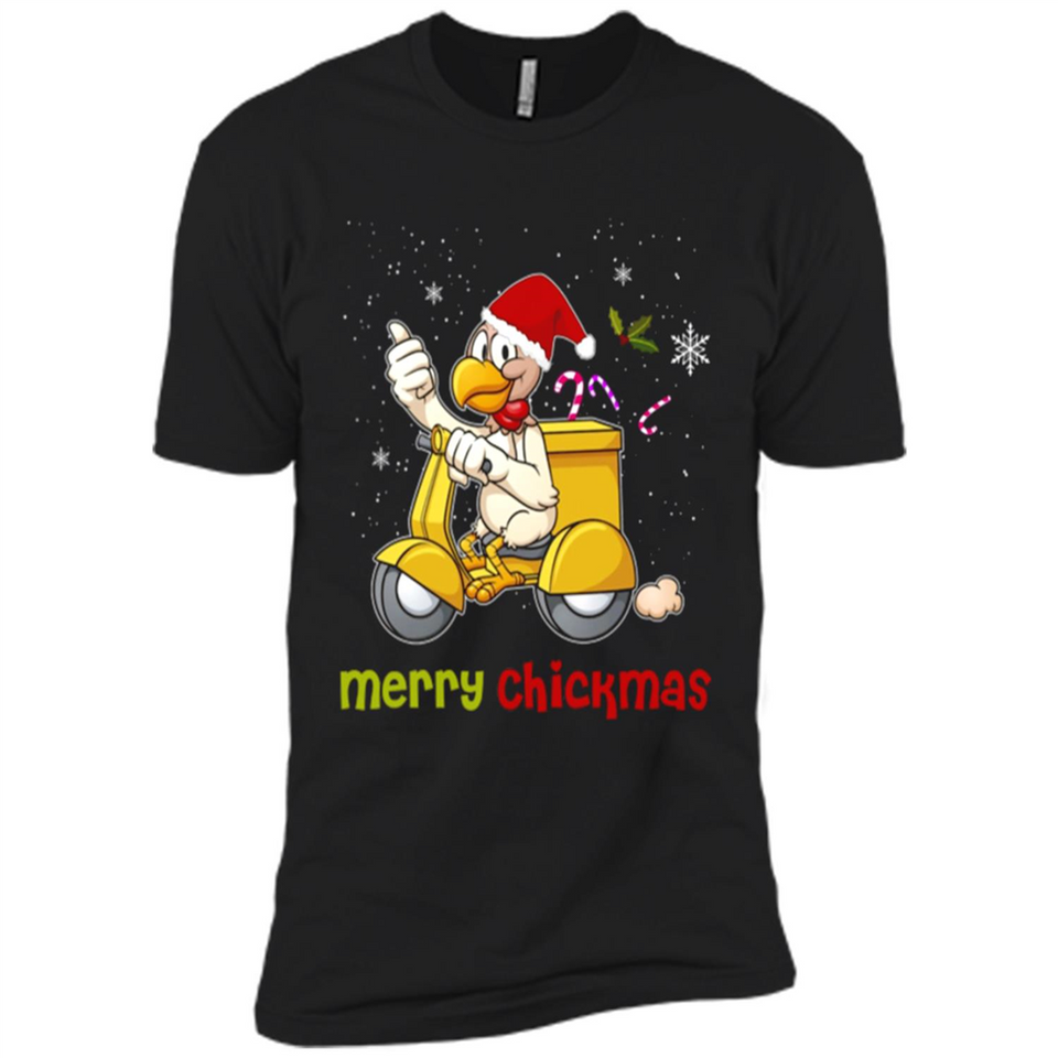Funny Santa Christmas Chicken Shirt - Merry Chickmas - Premium Short Sleeve T-Shirt
