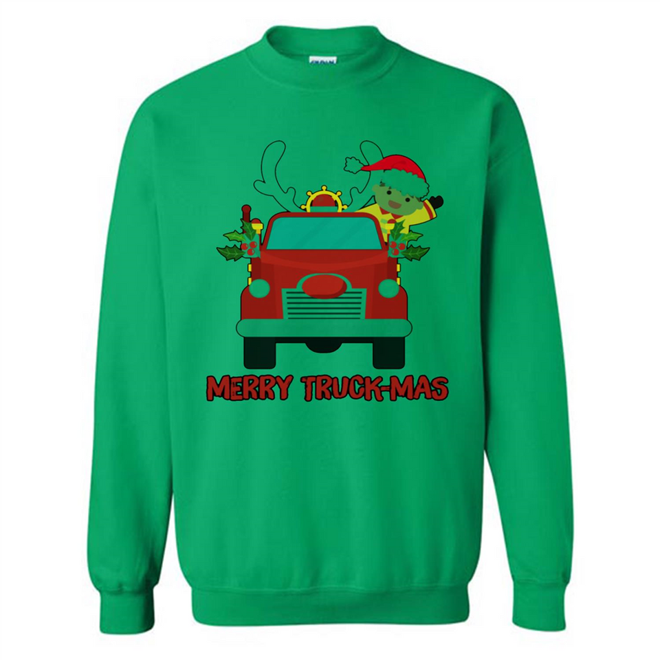 Merry Truck-Mas Christmas Fire Truck Cute Reindeer Sporty - Sweatshirt