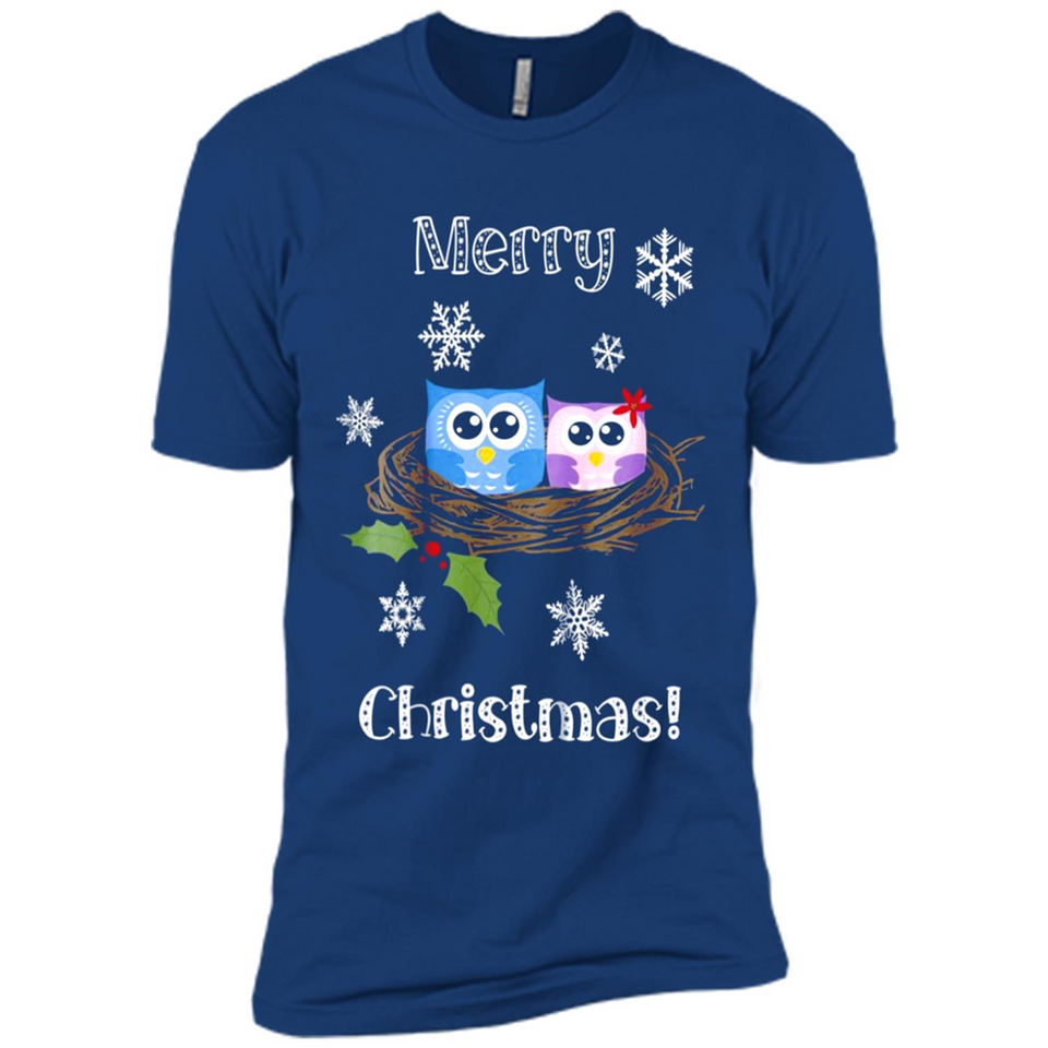 Cute Christmas Shirt Merry Christmas Snowflakes Owls Nest