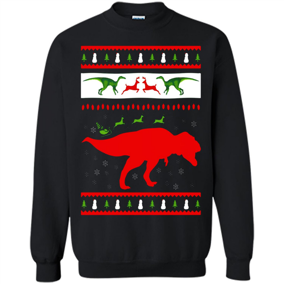 Dinosaur and Santa Clause Ugly Christmas Sweater - Sweatshirt