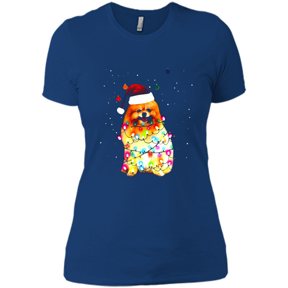Pomeranian Santa Lights Christmas Dog Xmas Sweatshirt - Ladies' Boyfriend T-Shirt