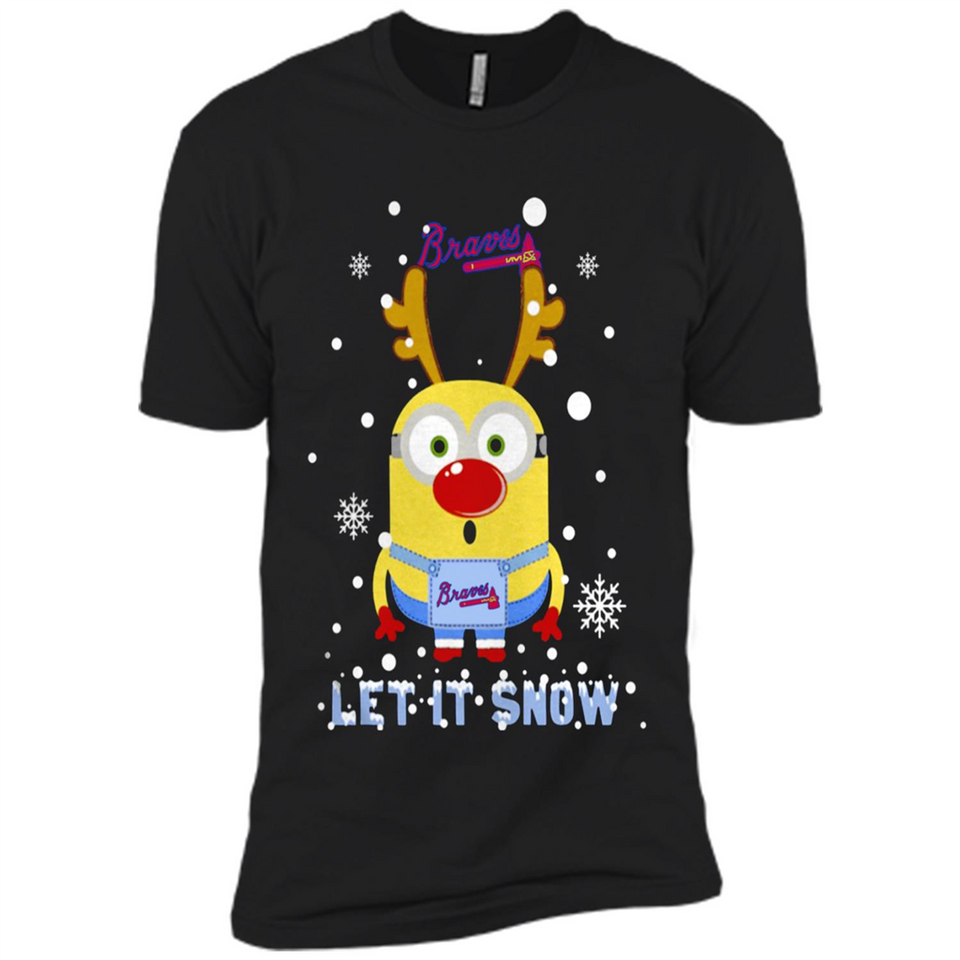 Minion Atlanta Braves Ugly Christmas Sweater Let it Snow - Premium Short Sleeve T-Shirt