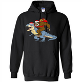 Bigfoot Riding Dinosaurus T-Shirt Funny Bigfoot Santa - Hoodie