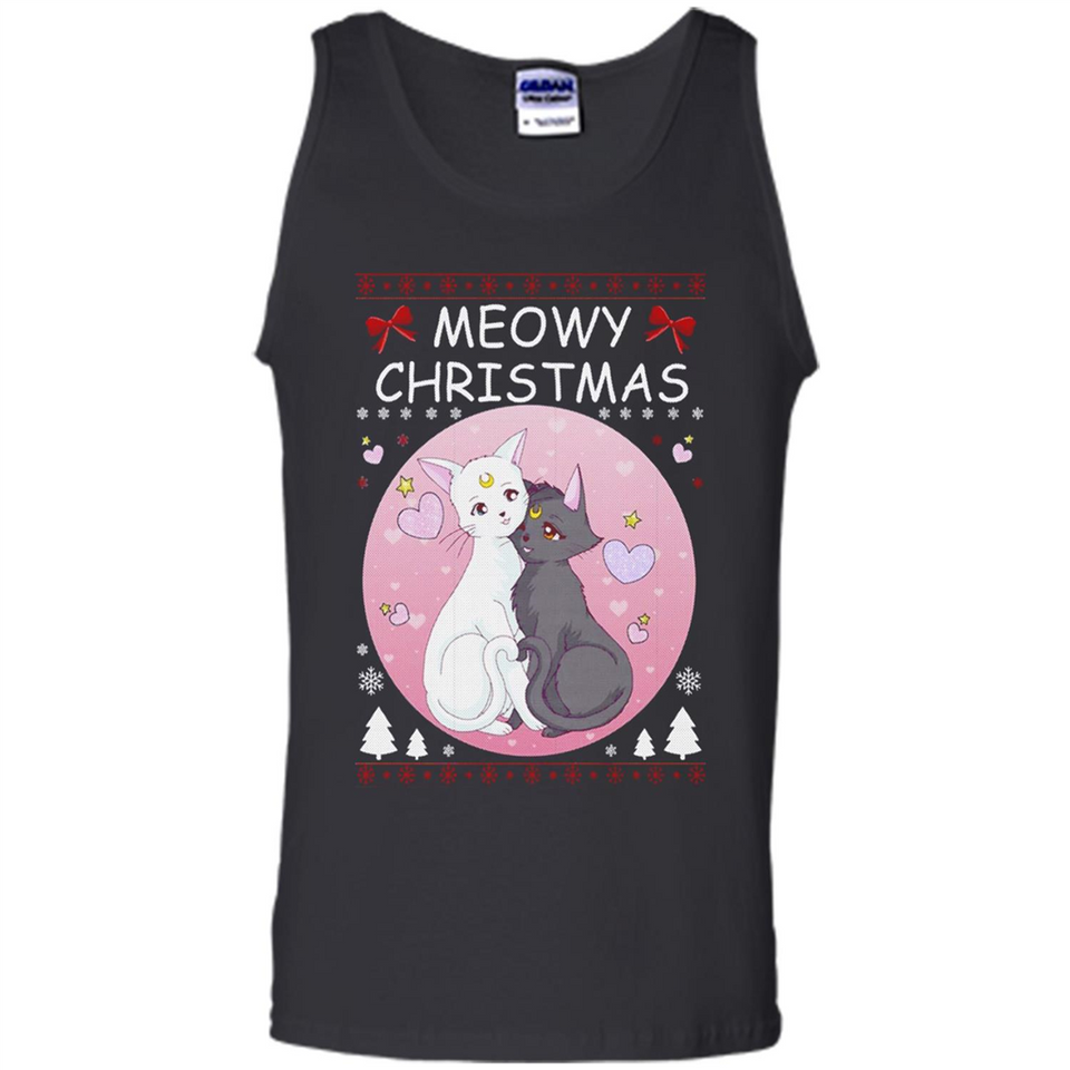 Sailor Moon Yin Yang Cat Love Ugly Christmas Sweater - Tank Top