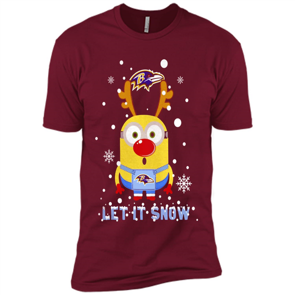 Minion Baltimore Ravens Ugly Christmas Sweater Let it Snow - Premium Short Sleeve T-Shirt