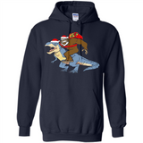 Bigfoot Riding Dinosaurus T-Shirt Funny Bigfoot Santa - Hoodie