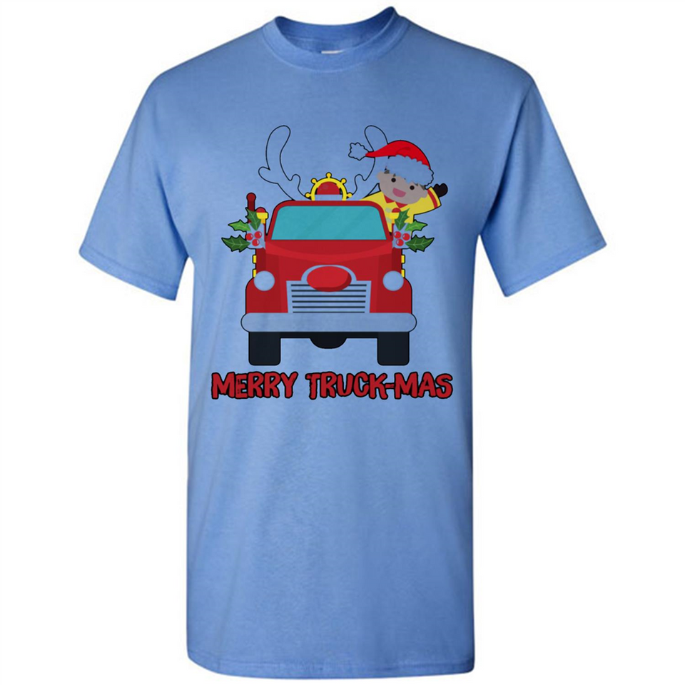 Merry Truck-Mas Christmas Fire Truck Cute Reindeer Sporty - Shirt