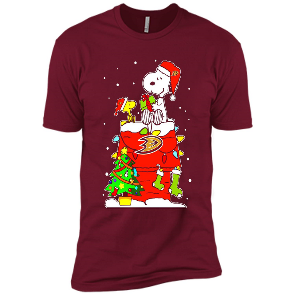 Anaheim Ducks Snoopy Ugly Christmas Sweaters - Sao chép - Premium Short Sleeve T-Shirt