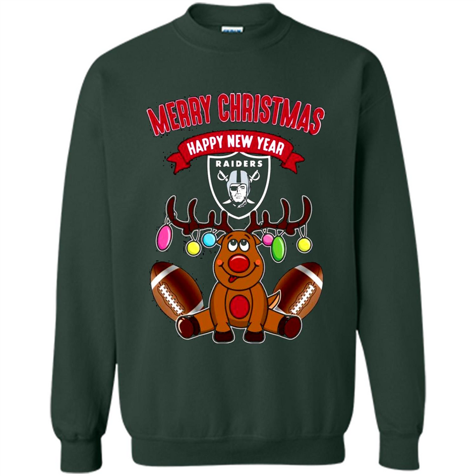 Oakland Raiders NFL Reindeer Funny Merry Christmas And Happy New Year