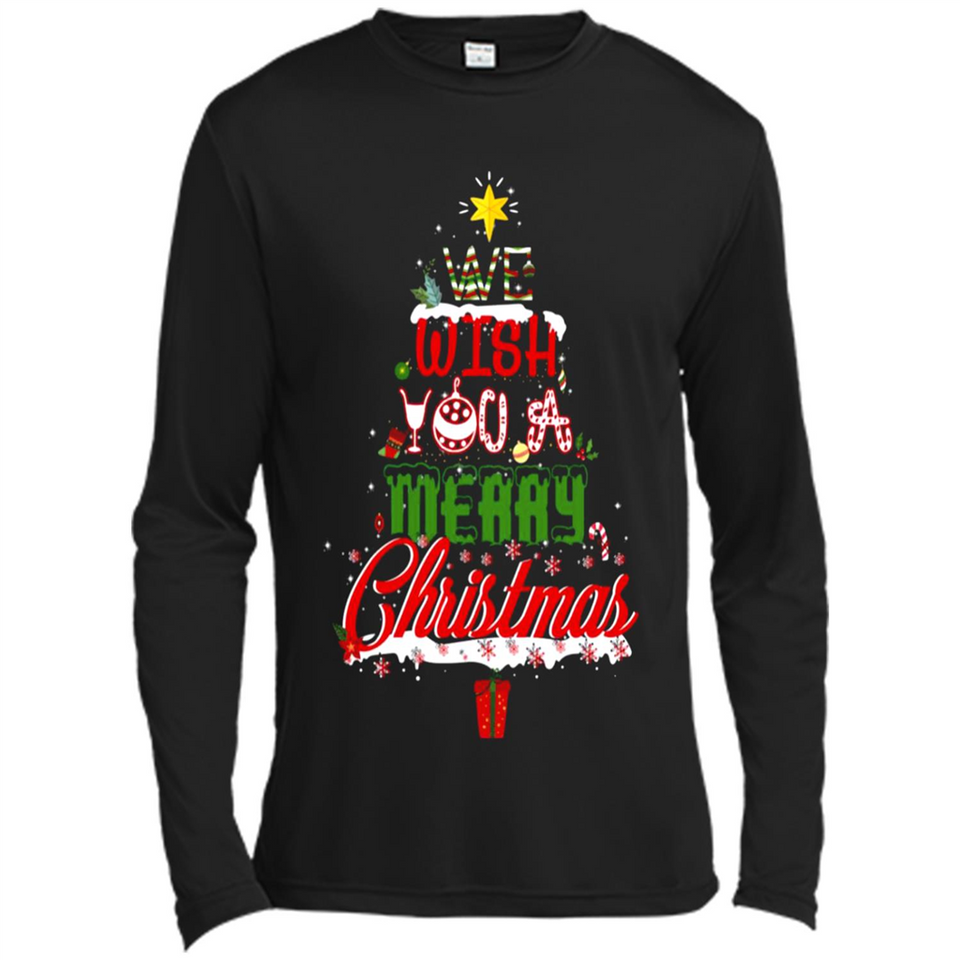 We Wish You A Merry Christmas Funny Pine Gift Sleeve - Canvas Long Sleeve T-Shirt