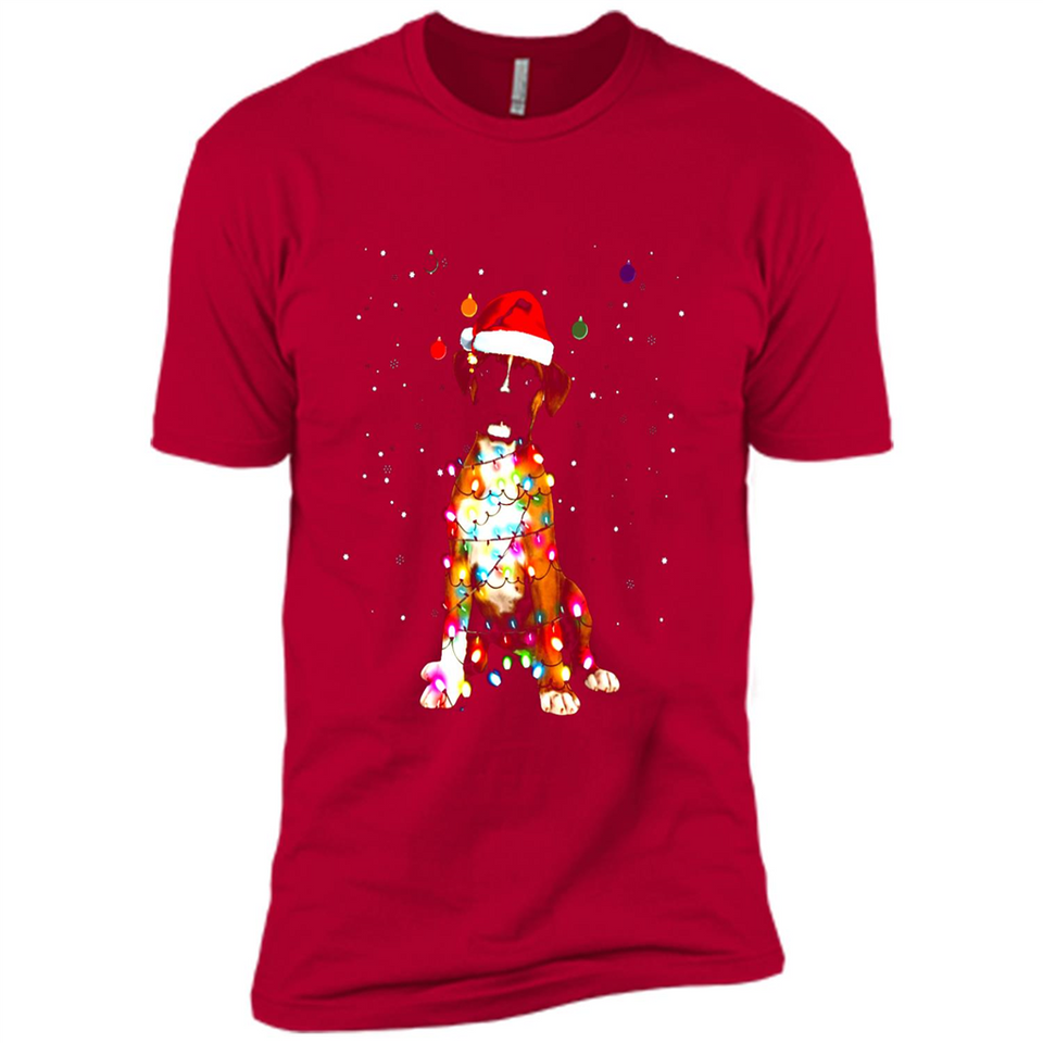 Christmas Lights Boxer Dog Funny Xmas Sweatshirt - Premium Short Sleeve T-Shirt