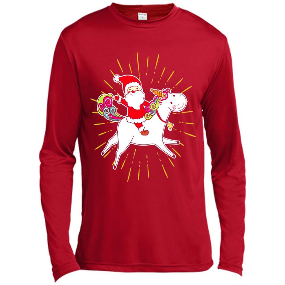 Unicorn And Santa Christmas - Canvas Long Sleeve T-Shirt