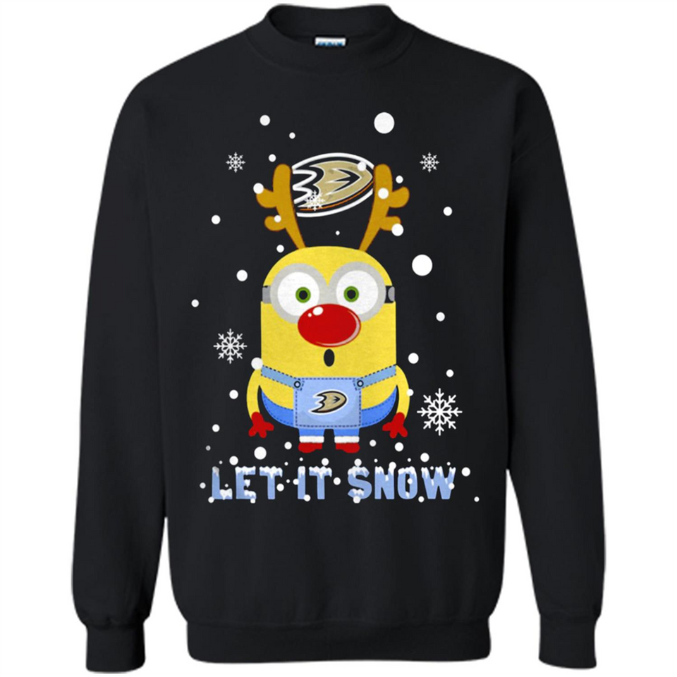 Minion Anaheim Ducks Ugly Christmas Sweater Let it Snow - Sweatshirt