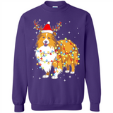 Christmas Lights Shetland Sheepdog Wearing Santa Hat Funny Xmas - Sweatshirt